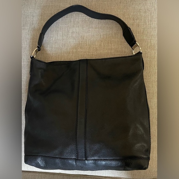 Michael Kors Black Pebbled Leather Hobo Slouch Bag Silver Hardware - Picture 3 of 8